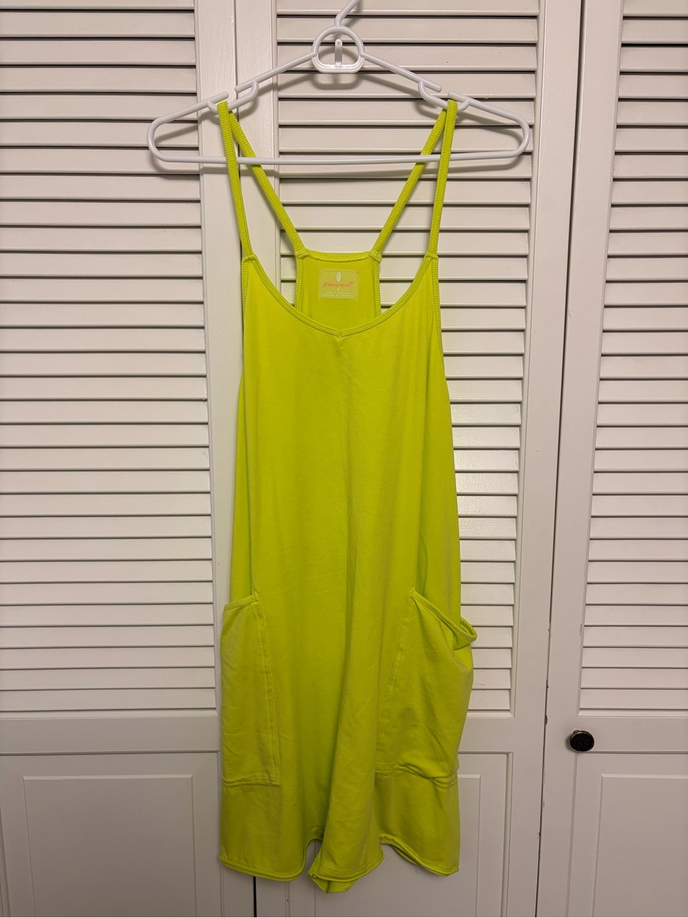 FP Movement by Free People Neon Lime Romper with Pockets